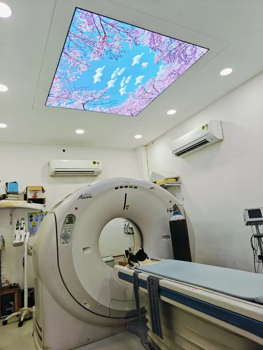 128-slice CT scan room at Pluto Hospital